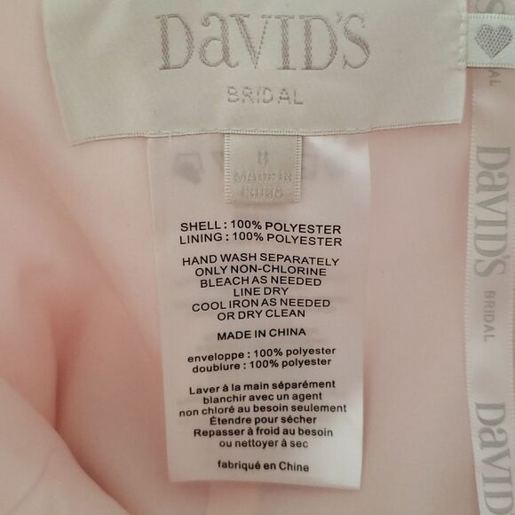 NWT David's Bridal Light Peach (Petal) Strapless Crinkle Chiffon Dress Sz 8 - Picture 5 of 6